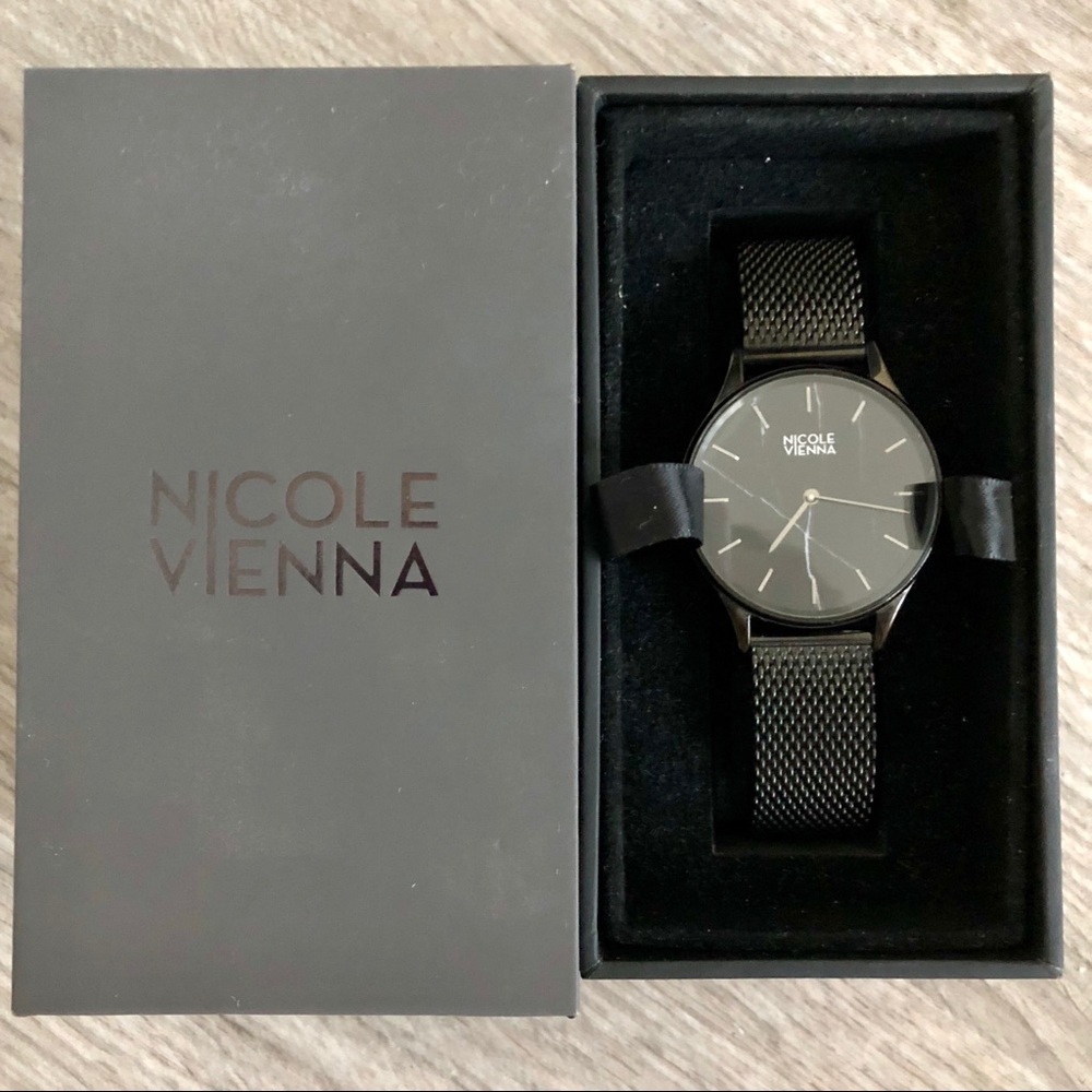 Black Mesh Strap Watch - Nicole Vienna